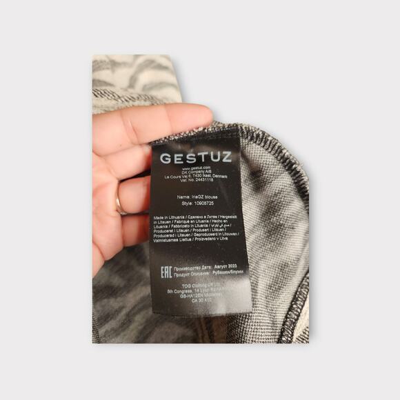 NEW Gestuz Womens Iria Tiger Stripe Long Sleeve Textured Blouse L Bold Print - Picture 7 of 8